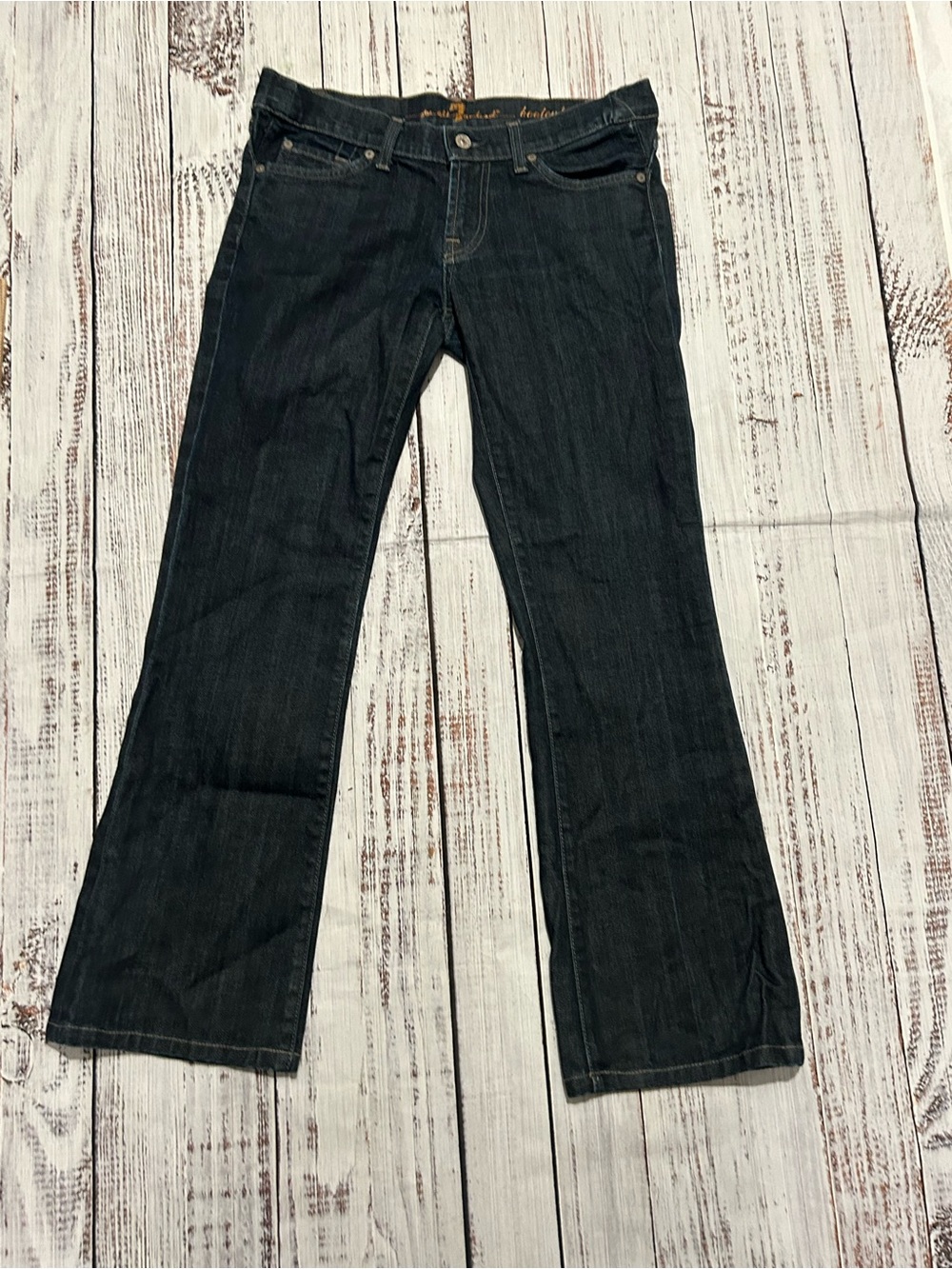 7 For All Mankind Sequin Peacock Bootcut Jeans 26